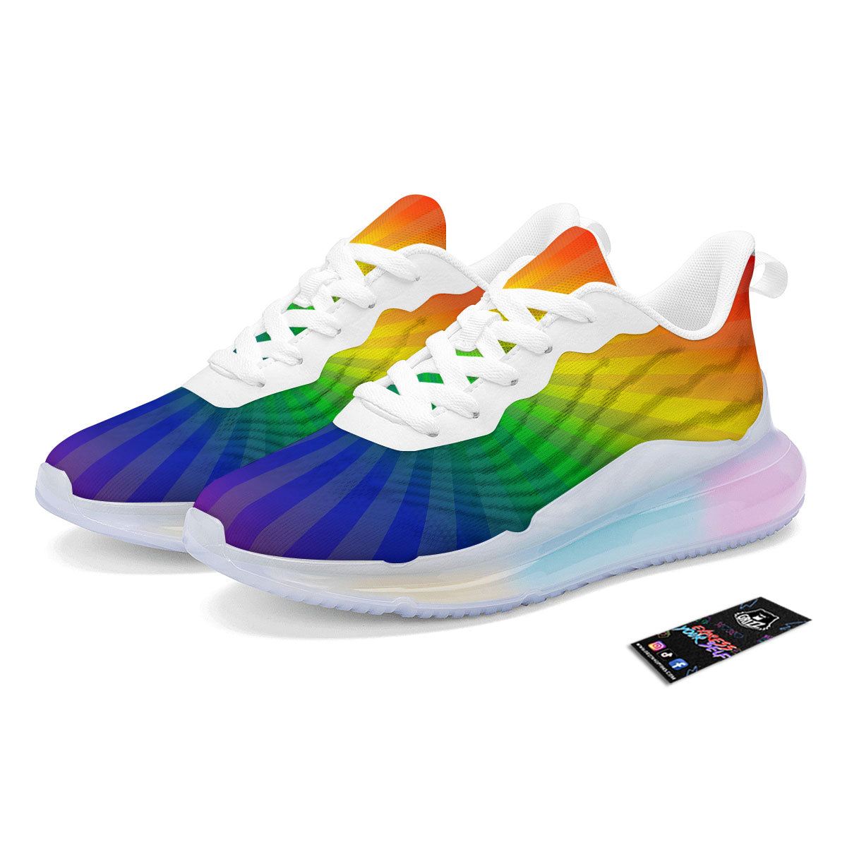 Rainbow Rays LGBT Pride Print Running Sneakers-grizzshop