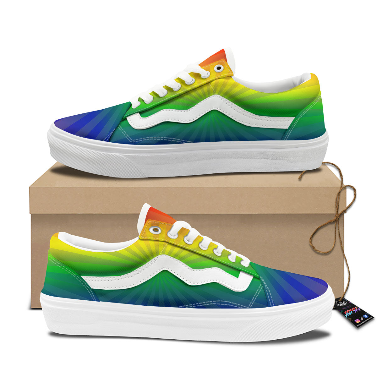 Rainbow Rays LGBT Pride Print Skate Shoes-grizzshop