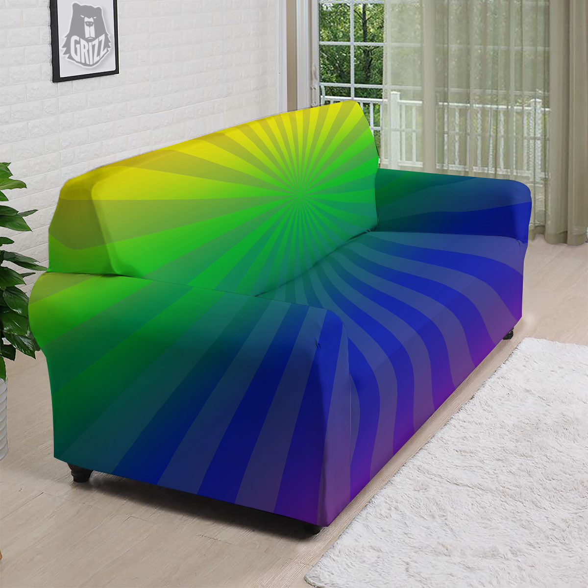 Rainbow Rays LGBT Pride Print Sofa Cover-grizzshop