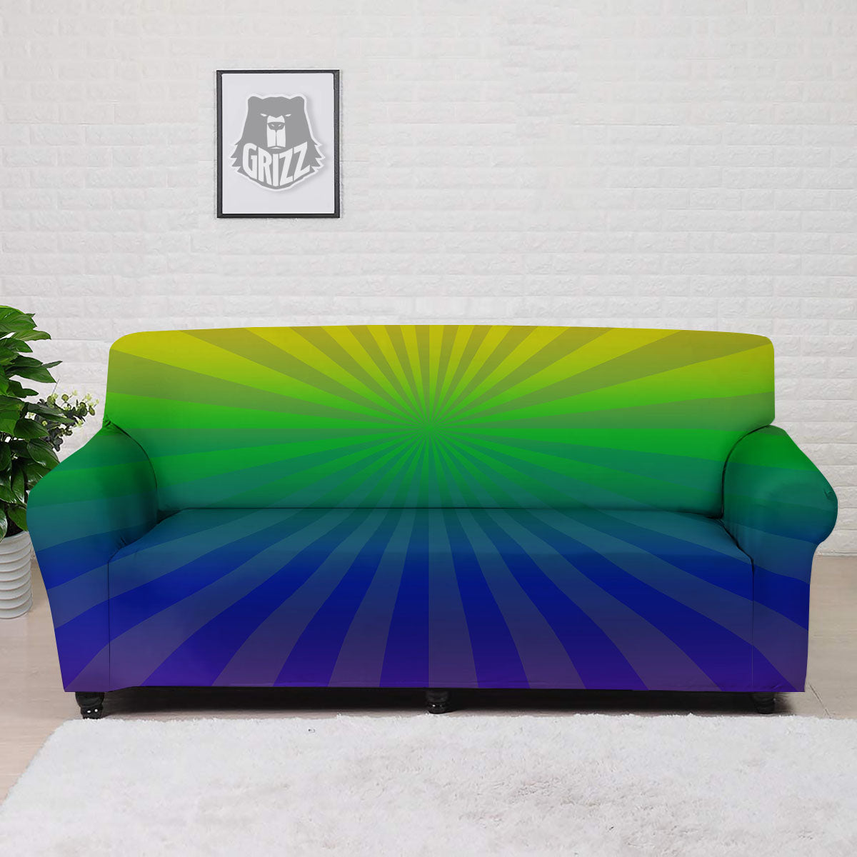 Rainbow Rays LGBT Pride Print Sofa Cover-grizzshop