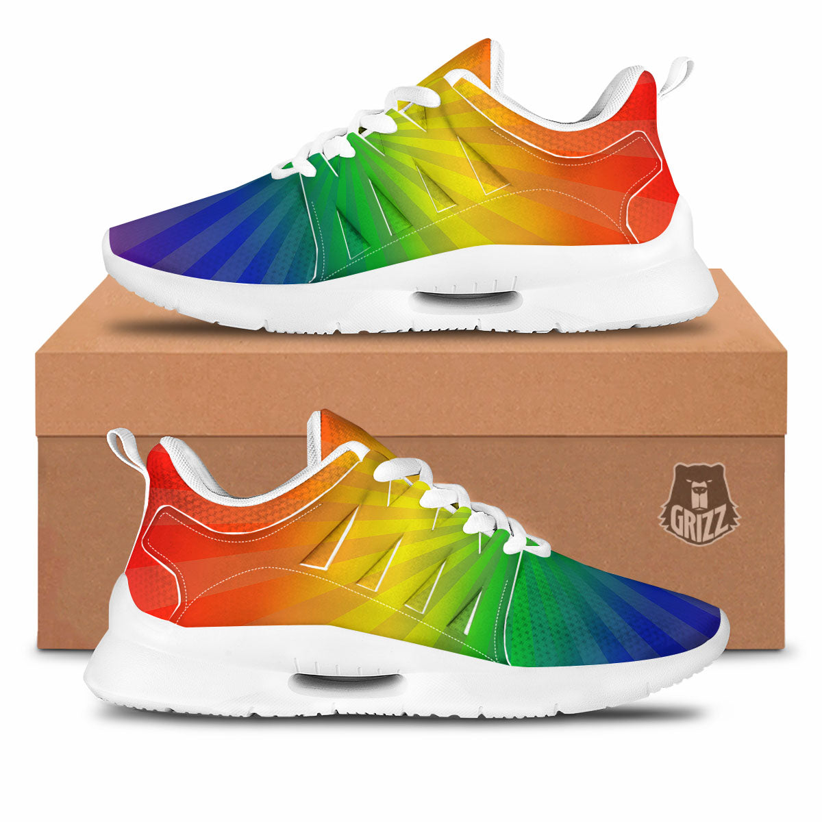 Rainbow Rays LGBT Pride Print Tennis Shoes-grizzshop