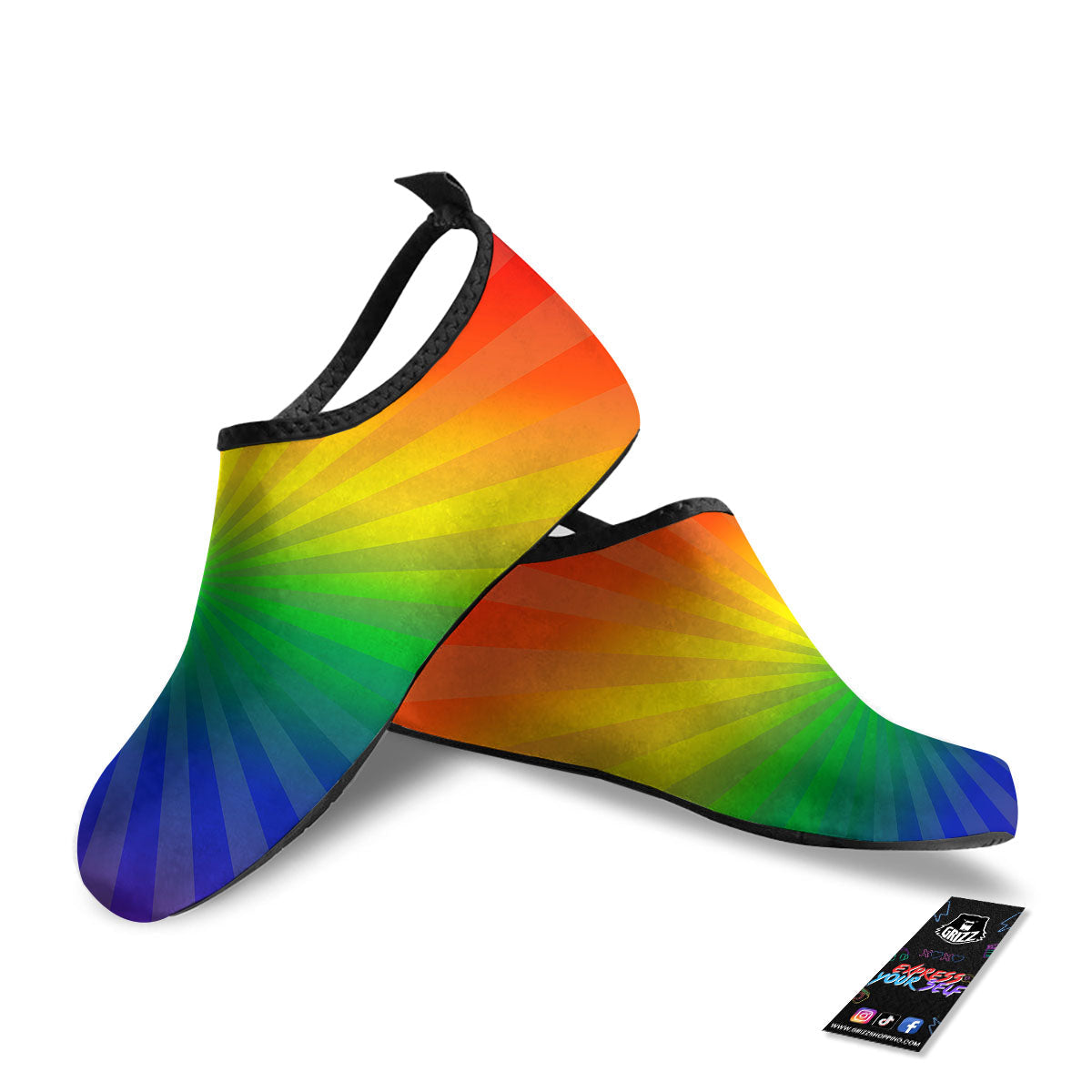 Rainbow Rays LGBT Pride Print Water Shoes-grizzshop