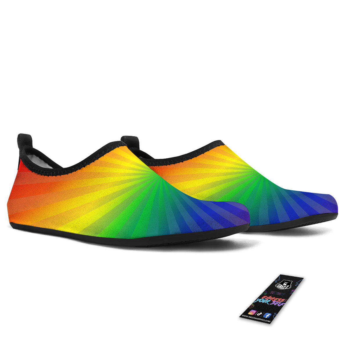 Rainbow Rays LGBT Pride Print Water Shoes-grizzshop