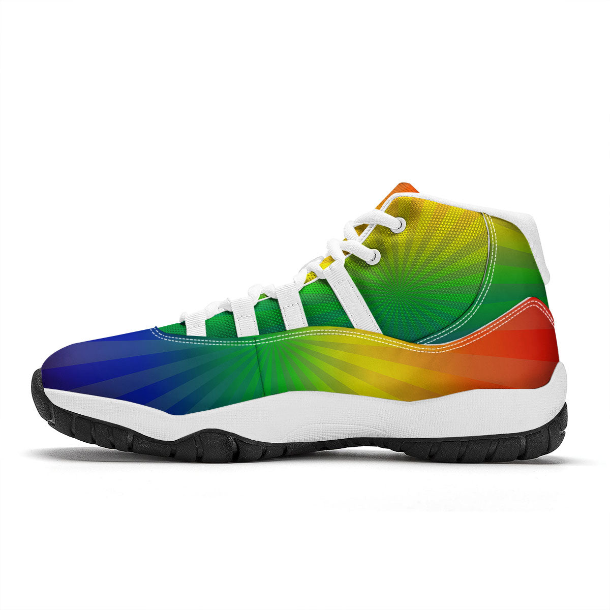 Rainbow Rays LGBT Pride Print White Bball Shoes-grizzshop