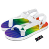 Rainbow Rays LGBT Pride Print White Open Toe Sandals-grizzshop