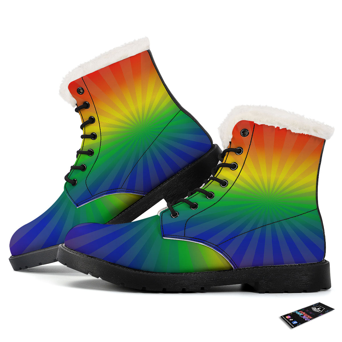 Rainbow Rays LGBT Pride Print Winter Boots-grizzshop