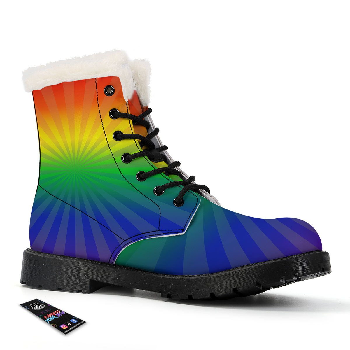 Rainbow Rays LGBT Pride Print Winter Boots-grizzshop