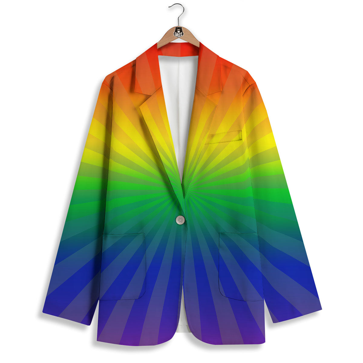 Rainbow Rays LGBT Pride Print Women's Blazer-grizzshop