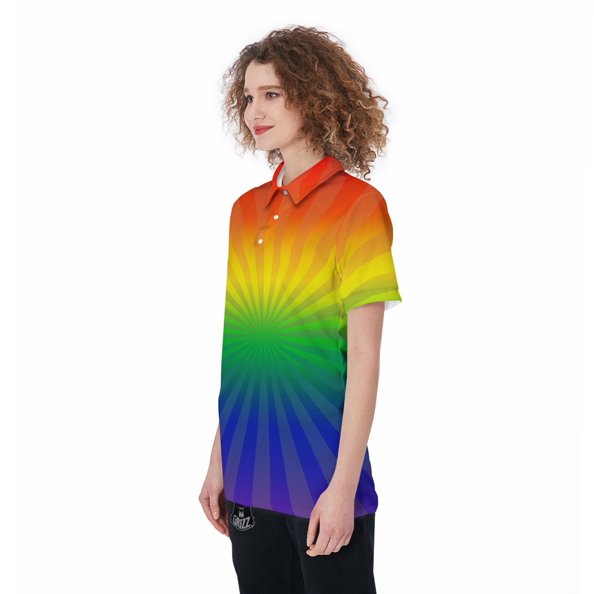 Rainbow Rays LGBT Pride Print Women's Golf Shirts-grizzshop