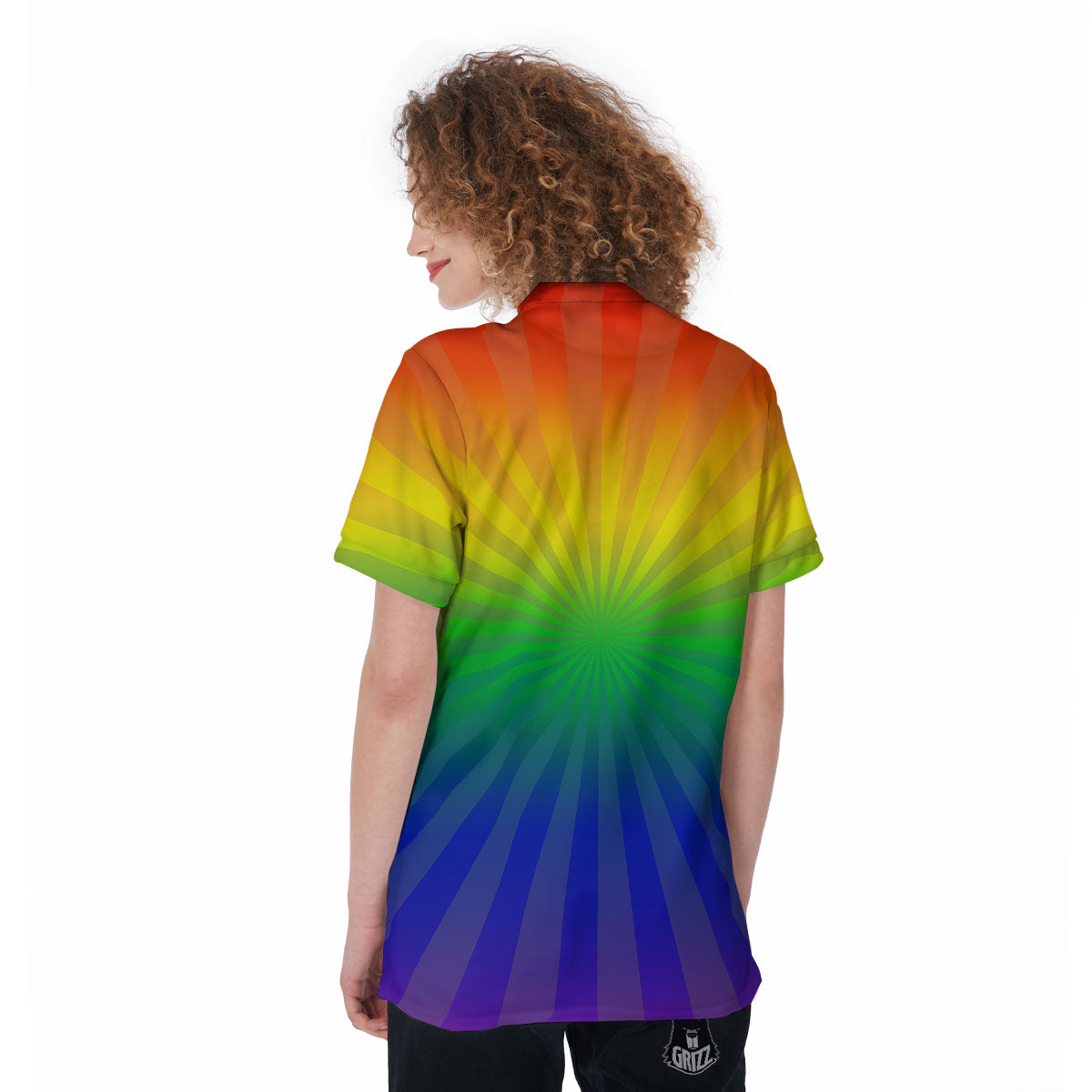 Rainbow Rays LGBT Pride Print Women's Golf Shirts-grizzshop