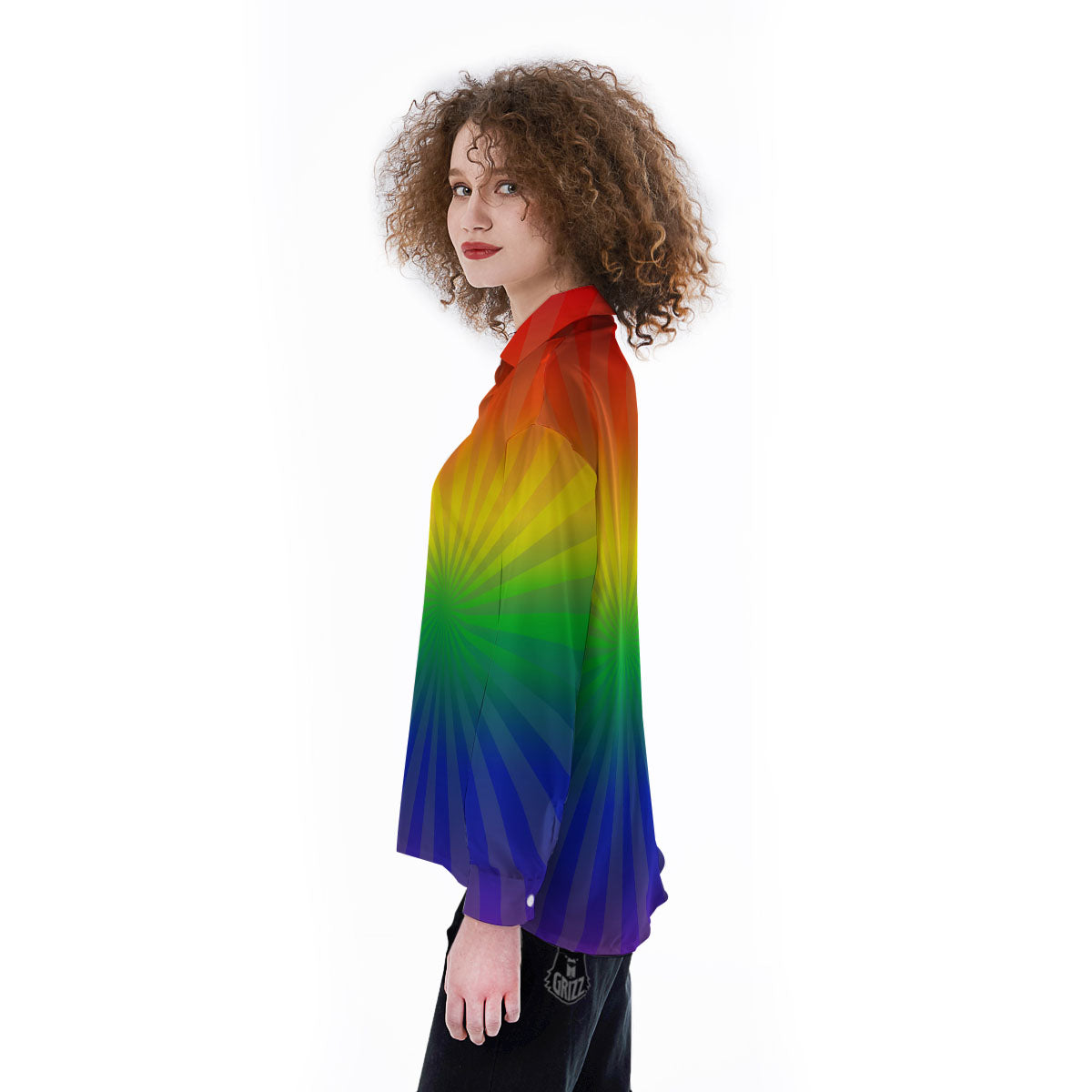 Rainbow Rays LGBT Pride Print Women's Long Sleeve Shirts-grizzshop