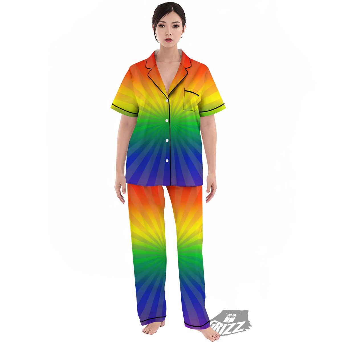 Rainbow Rays LGBT Pride Print Women's Pajamas Set-grizzshop