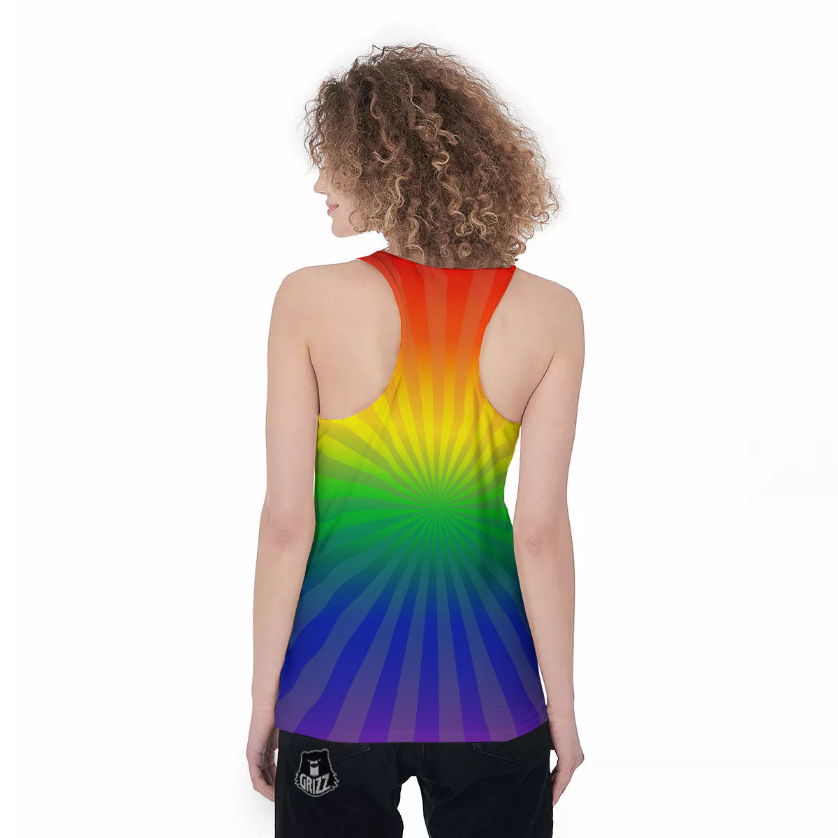 Rainbow Rays LGBT Pride Print Women's Racerback Tank Top-grizzshop