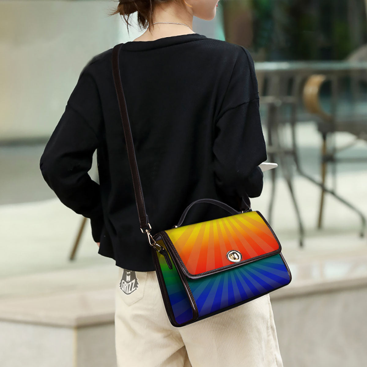 Rainbow Rays LGBT Pride Print Women's Satchel Bag-grizzshop