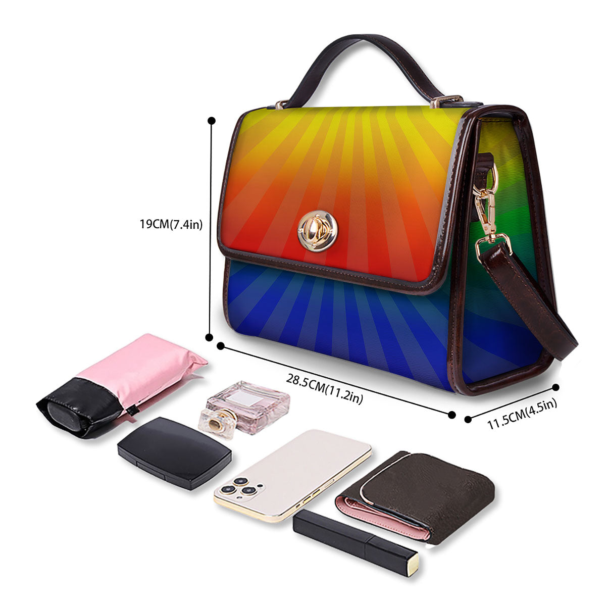Rainbow Rays LGBT Pride Print Women's Satchel Bag-grizzshop