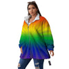 Rainbow Rays LGBT Pride Print Women's Sherpa Jacket-grizzshop