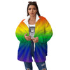 Rainbow Rays LGBT Pride Print Women's Sherpa Jacket-grizzshop