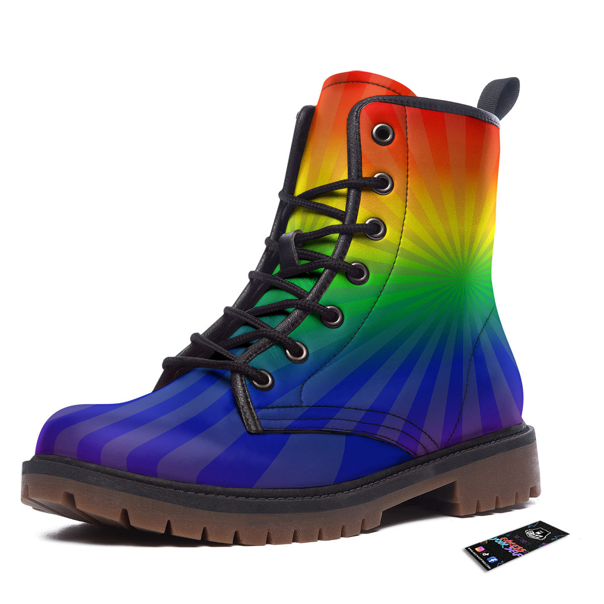 Rainbow Rays LGBT Pride Print Work Boots-grizzshop