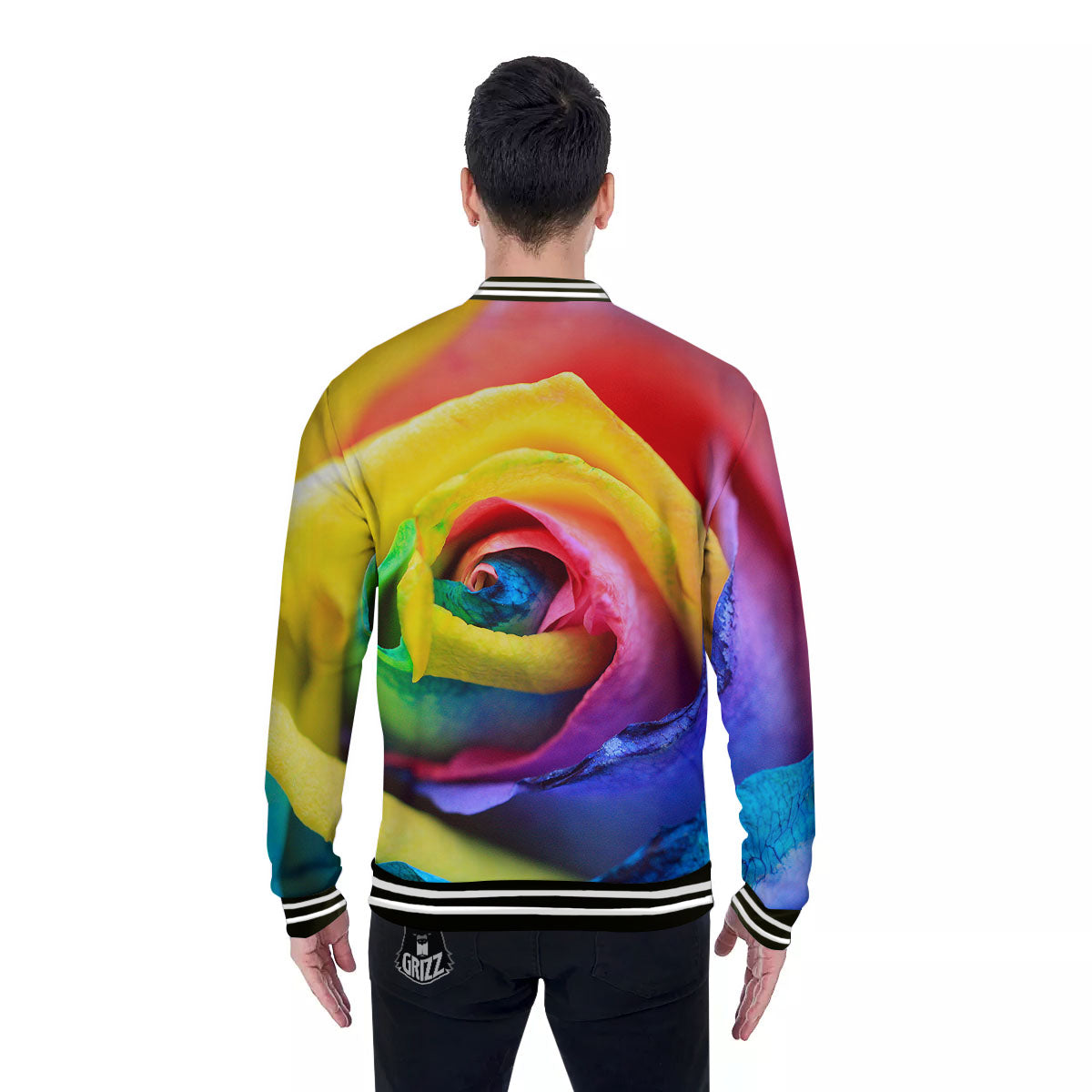 Rainbow Roses LGBT Pride Print Baseball Jacket-grizzshop