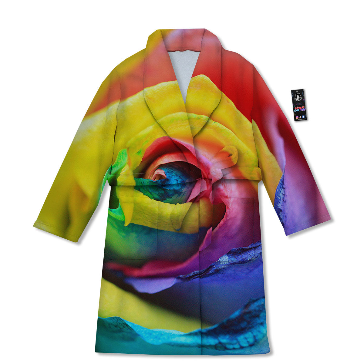 Rainbow Roses LGBT Pride Print Bathrobe-grizzshop