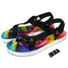 Rainbow Roses LGBT Pride Print Black Open Toe Sandals-grizzshop