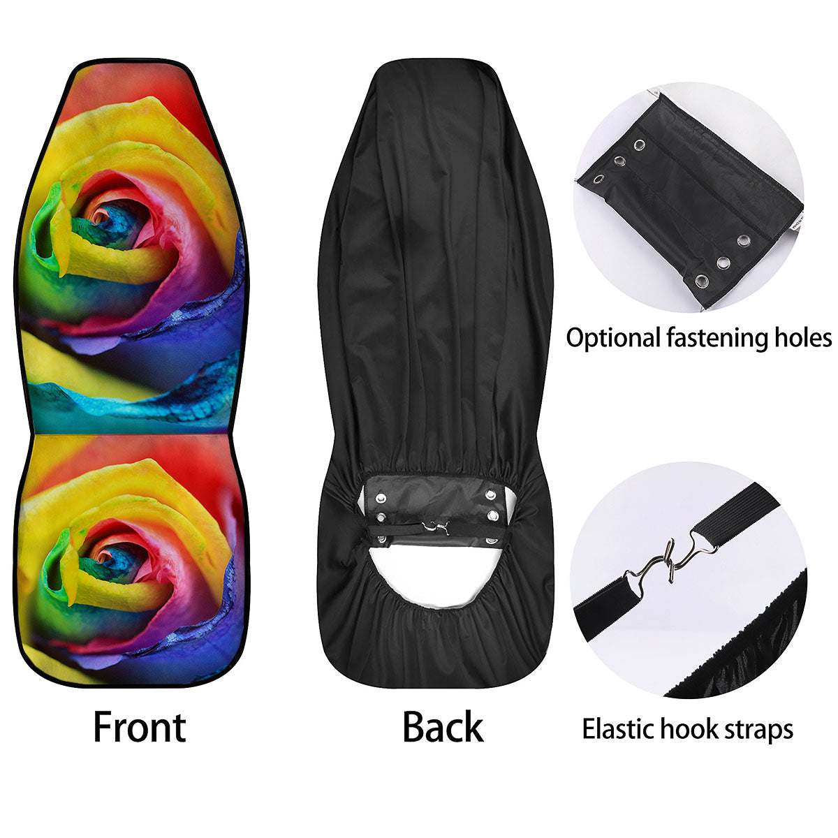 Rainbow Roses LGBT Pride Print Car Seat Covers-grizzshop