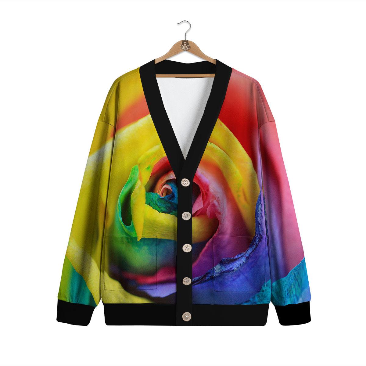 Rainbow Roses LGBT Pride Print Cardigan-grizzshop