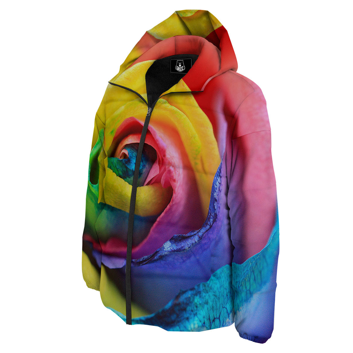 Rainbow Roses LGBT Pride Print Down Jacket-grizzshop