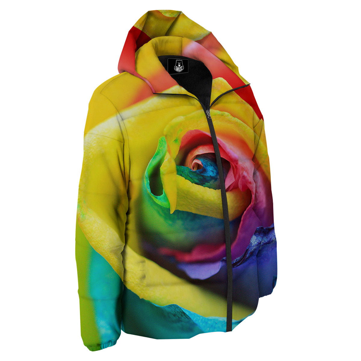 Rainbow Roses LGBT Pride Print Down Jacket-grizzshop