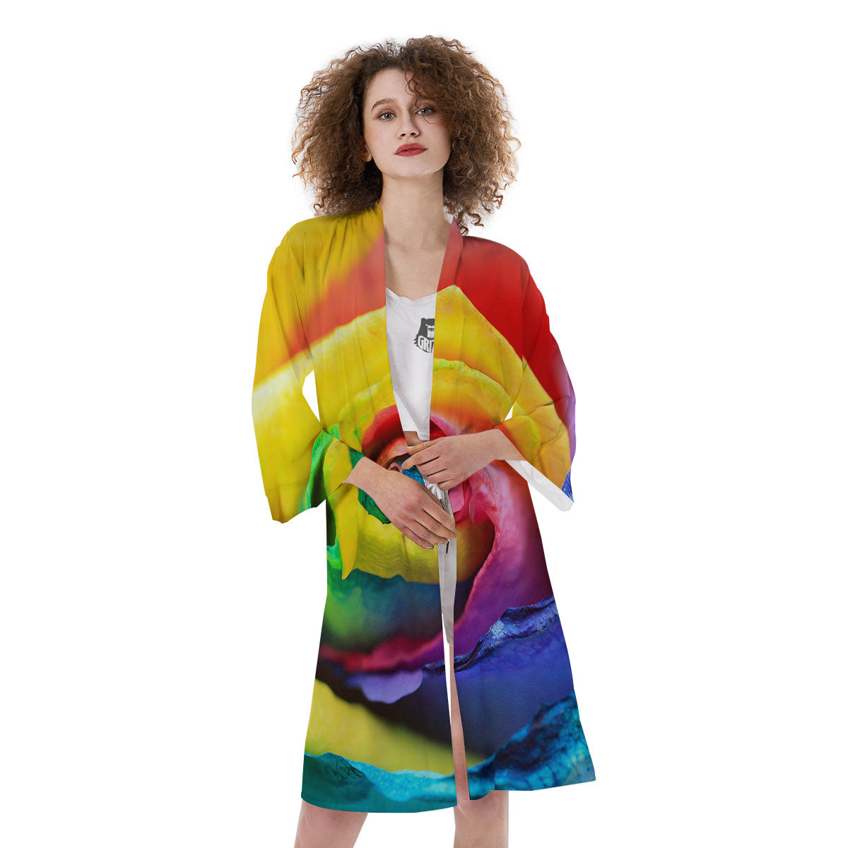 Rainbow Roses LGBT Pride Print Kimono-grizzshop