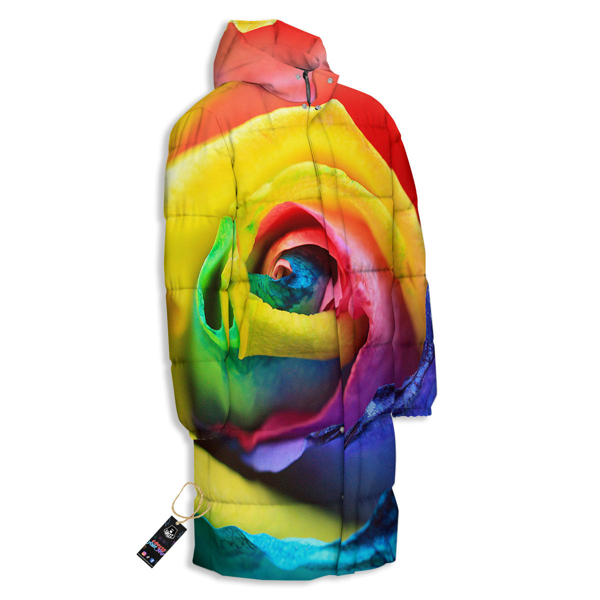 Rainbow Roses LGBT Pride Print Long Down Jacket-grizzshop