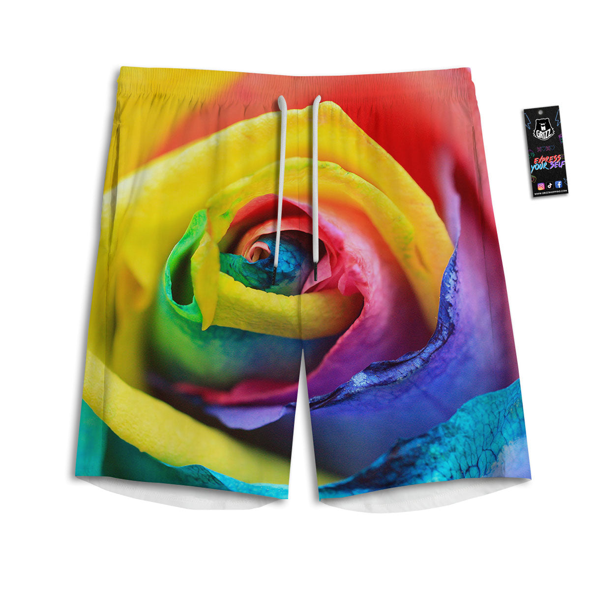 Rainbow Roses LGBT Pride Print Men's Athletic Shorts