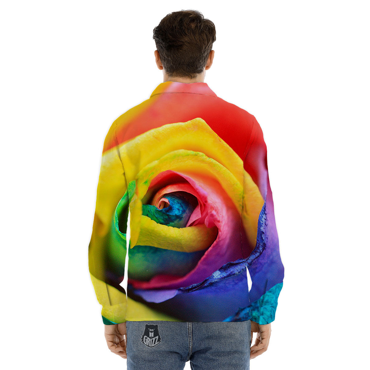 Rainbow Roses LGBT Pride Print Men's Dress Shirts-grizzshop