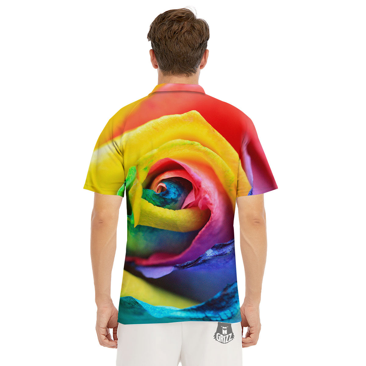 Rainbow Roses LGBT Pride Print Men's Golf Shirts-grizzshop