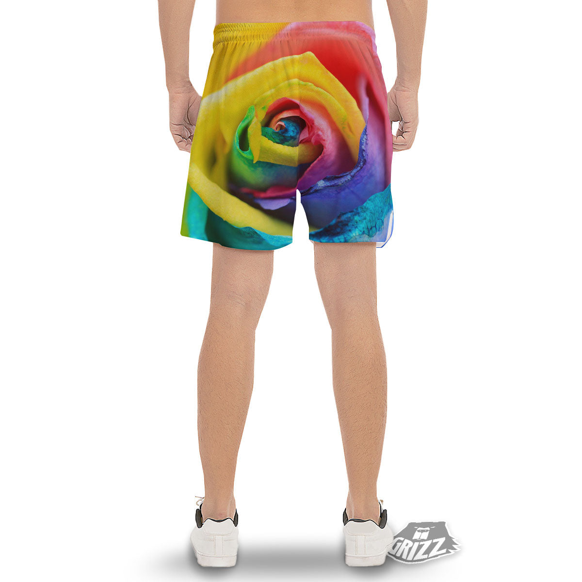 Rainbow Roses LGBT Pride Print Men's Gym Shorts-grizzshop