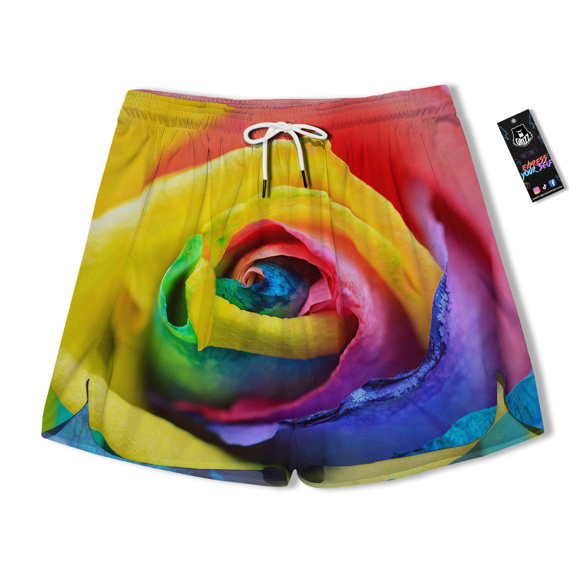 Rainbow Roses LGBT Pride Print Men's Running Shorts-grizzshop