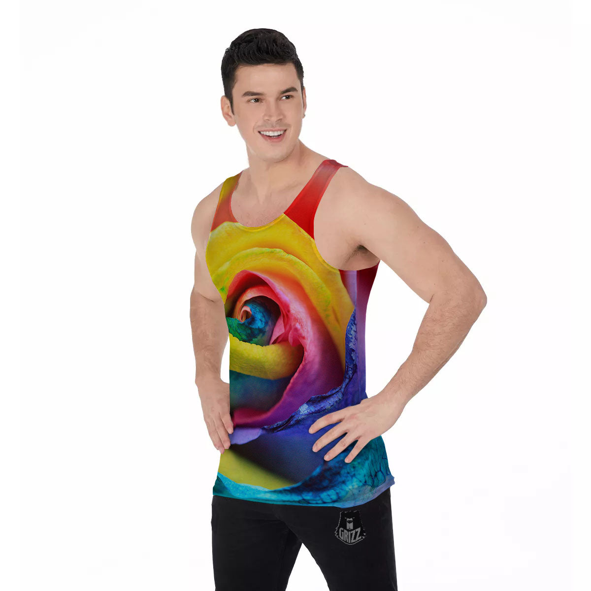 Rainbow Roses LGBT Pride Print Men's Tank Top-grizzshop