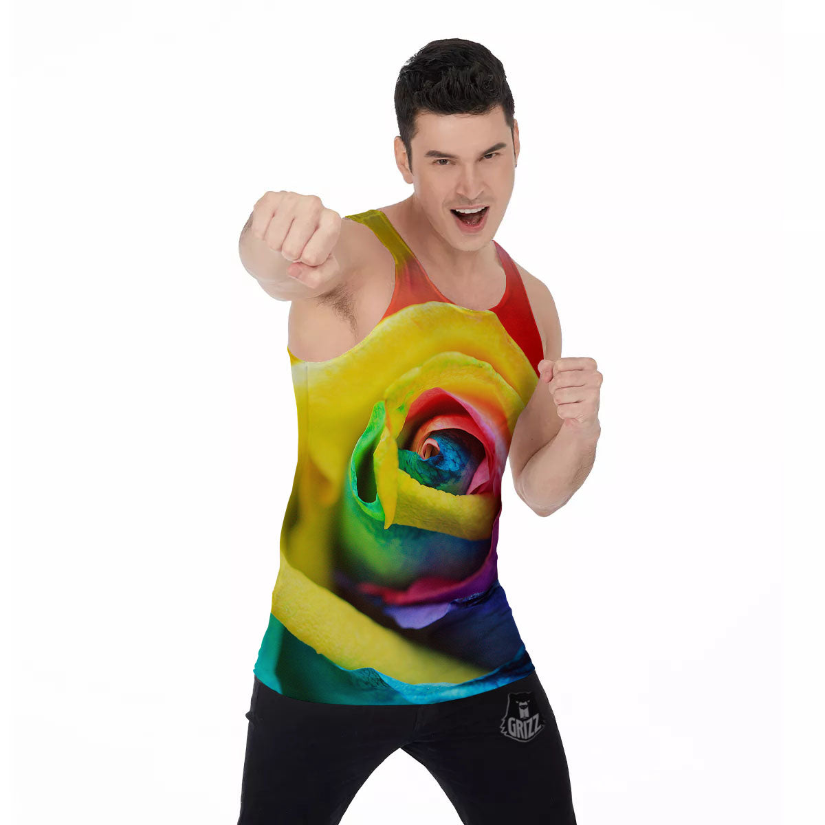 Rainbow Roses LGBT Pride Print Men's Tank Top-grizzshop