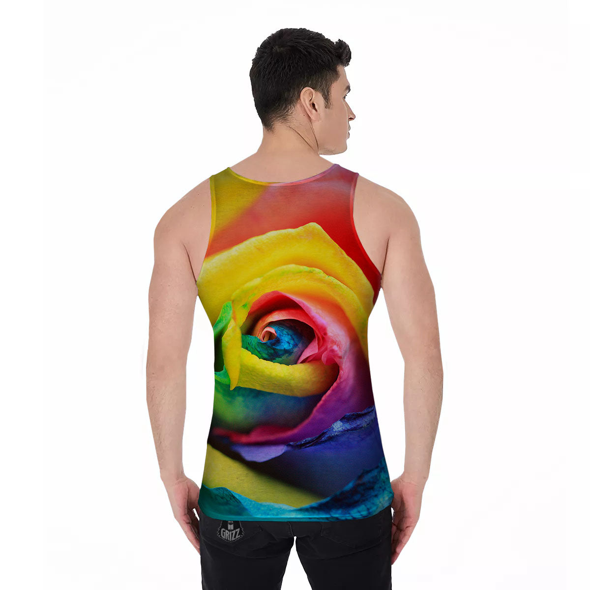 Rainbow Roses LGBT Pride Print Men's Tank Top-grizzshop