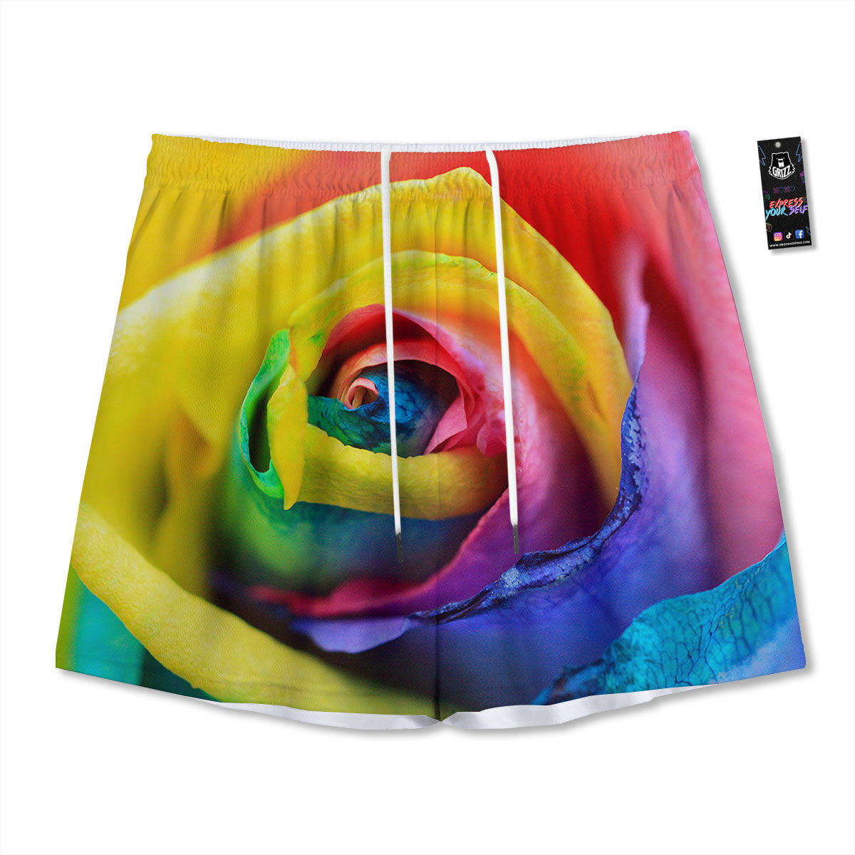 Rainbow Roses LGBT Pride Print Mesh Shorts