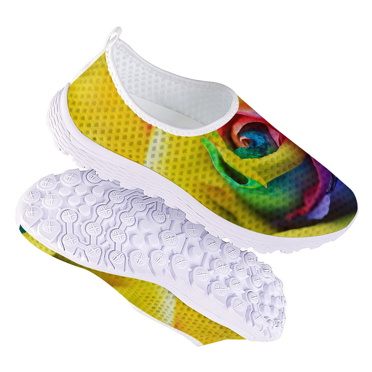 Rainbow Roses LGBT Pride Print Nurse Shoes-grizzshop