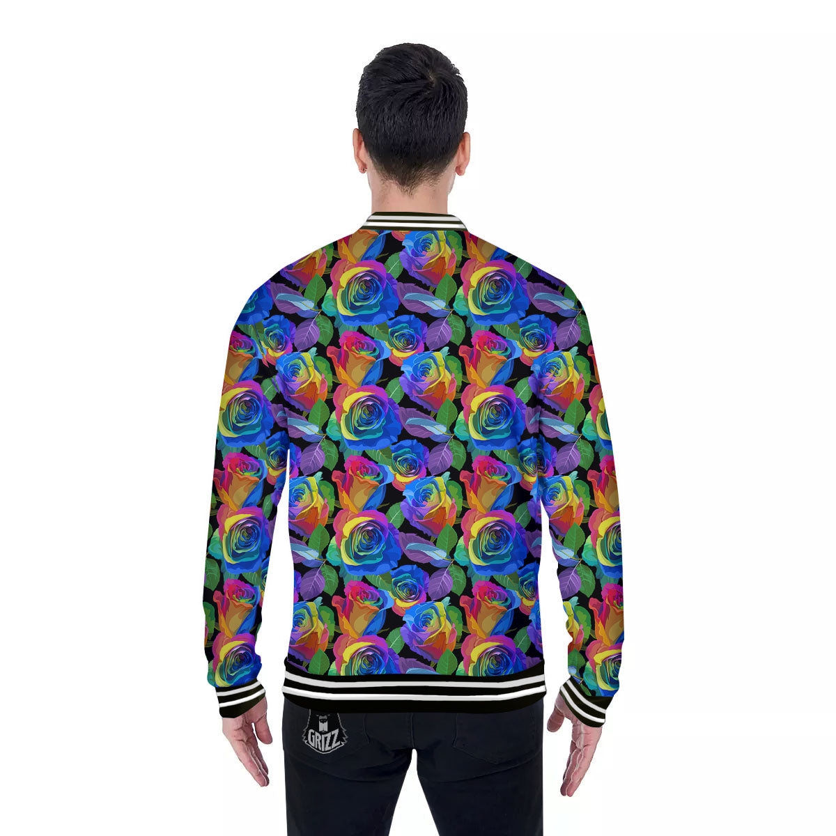 Rainbow Roses LGBT Pride Print Pattern Baseball Jacket-grizzshop