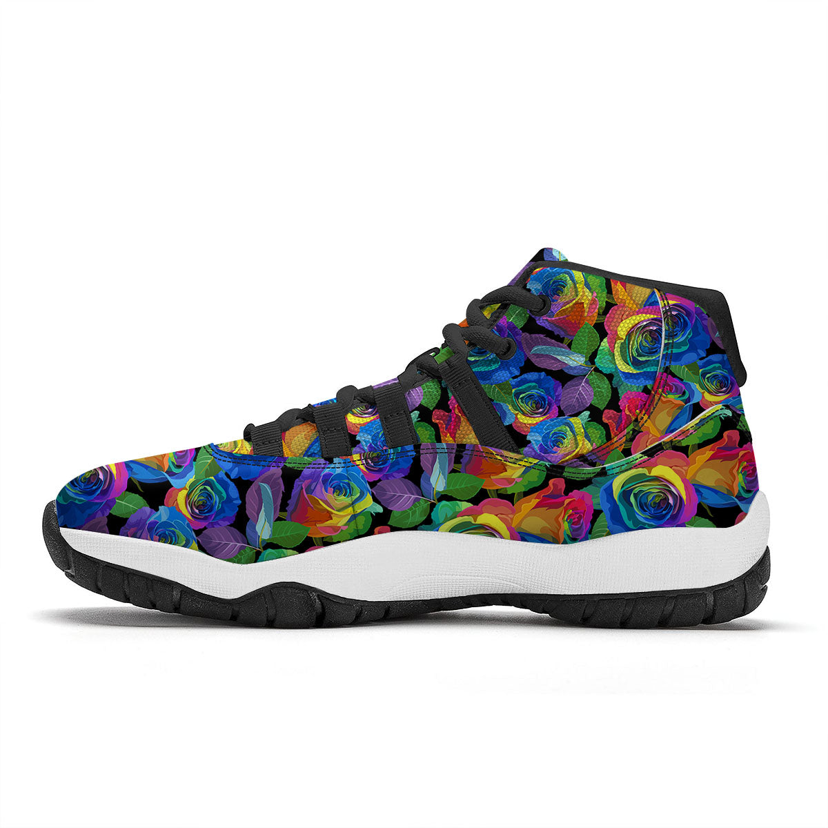 Rainbow Roses LGBT Pride Print Pattern Black Bball Shoes-grizzshop