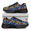 Rainbow Roses LGBT Pride Print Pattern Black Chunky Shoes-grizzshop