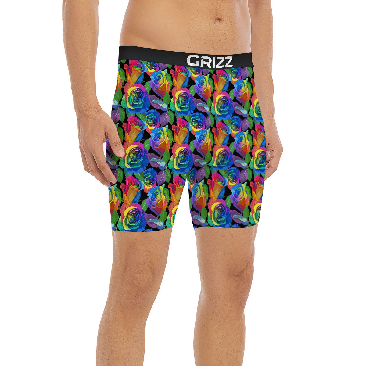 Rainbow Roses LGBT Pride Print Pattern Boxer Briefs-grizzshop