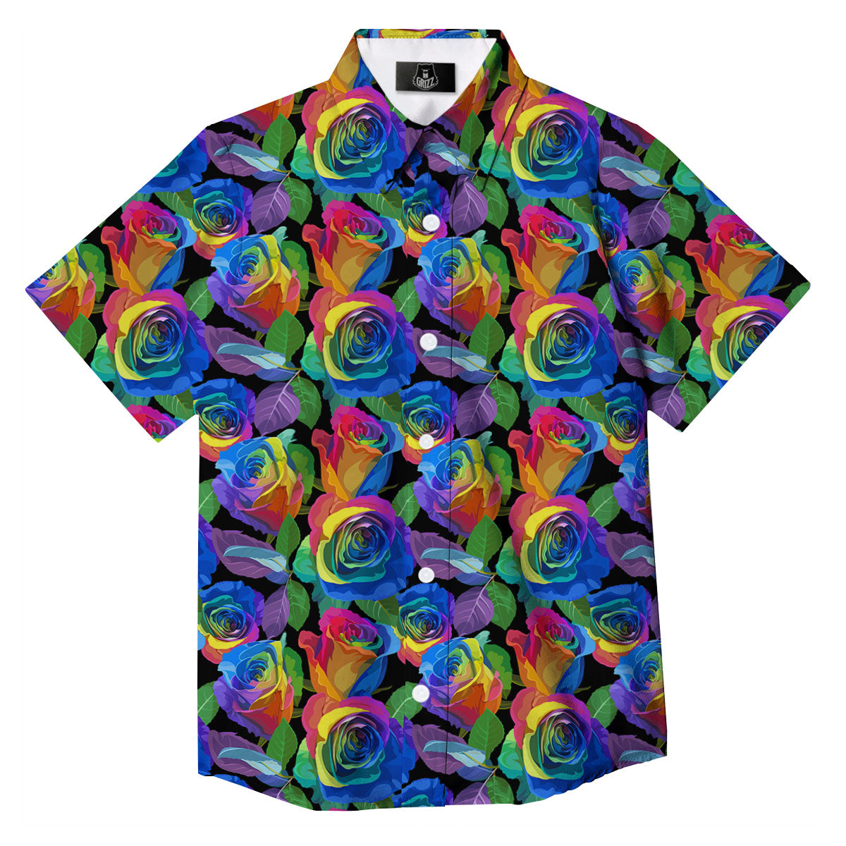 Rainbow Roses LGBT Pride Print Pattern Button Up Shirt-grizzshop