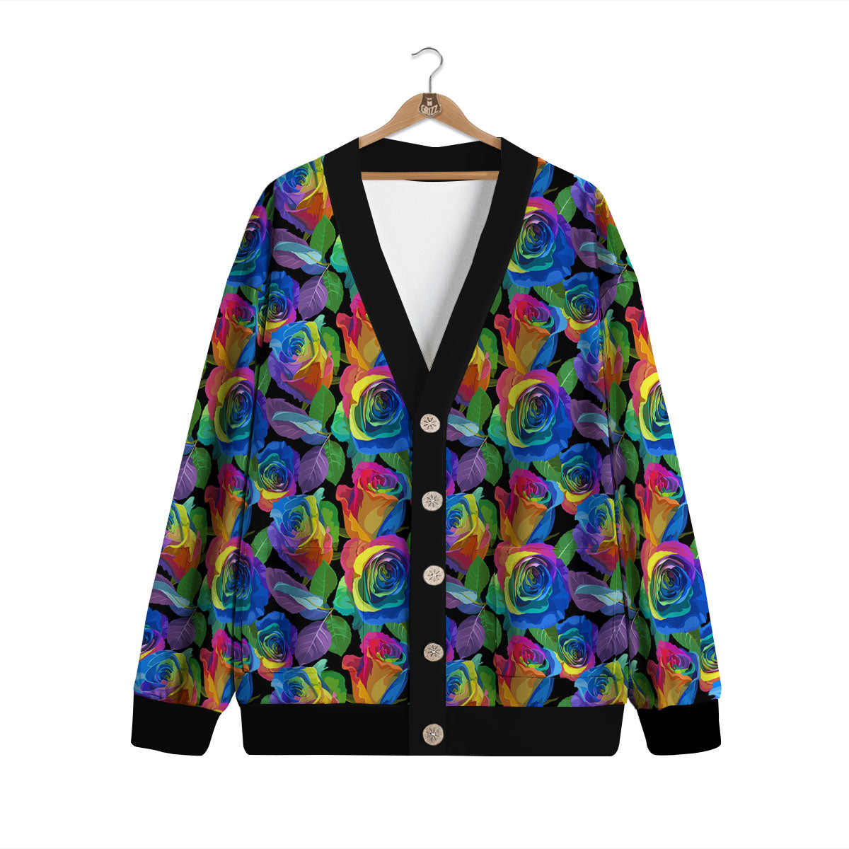 Rainbow Roses LGBT Pride Print Pattern Cardigan-grizzshop