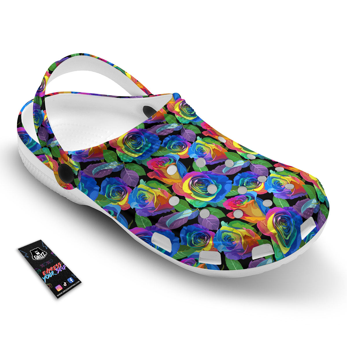 Rainbow Roses LGBT Pride Print Pattern Clog-grizzshop