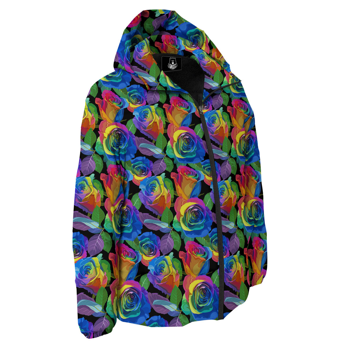 Rainbow Roses LGBT Pride Print Pattern Down Jacket-grizzshop