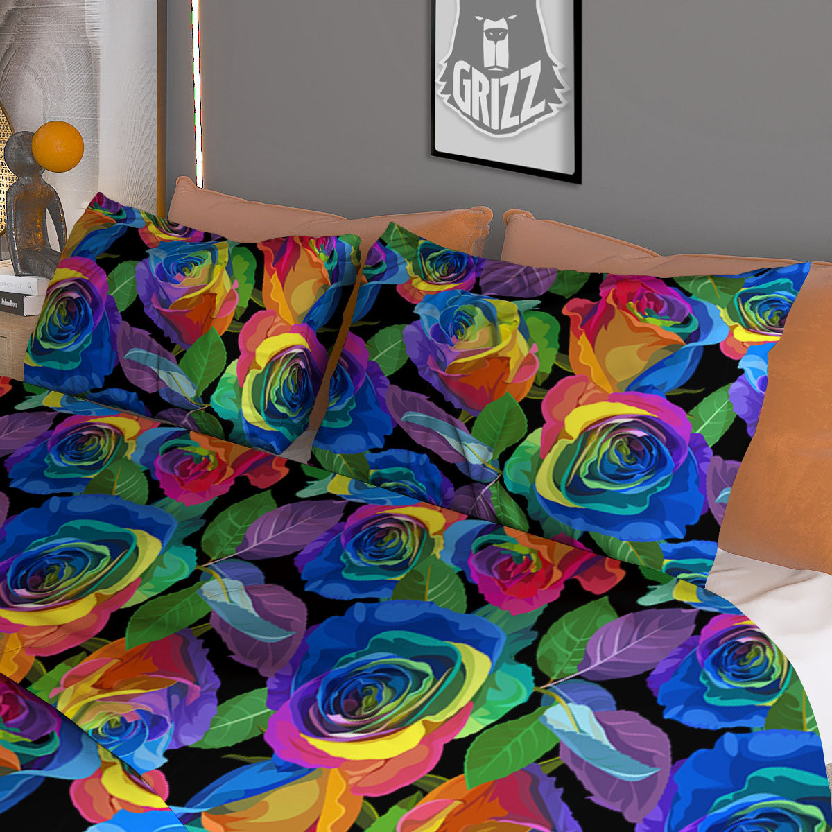 Rainbow Roses LGBT Pride Print Pattern Duvet Cover Bedding Set